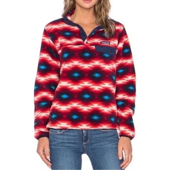 Patagonia Synchilla Womens Wild Desert Aztec Snap T Fleece Pullover Medium - Picture 1 of 9
